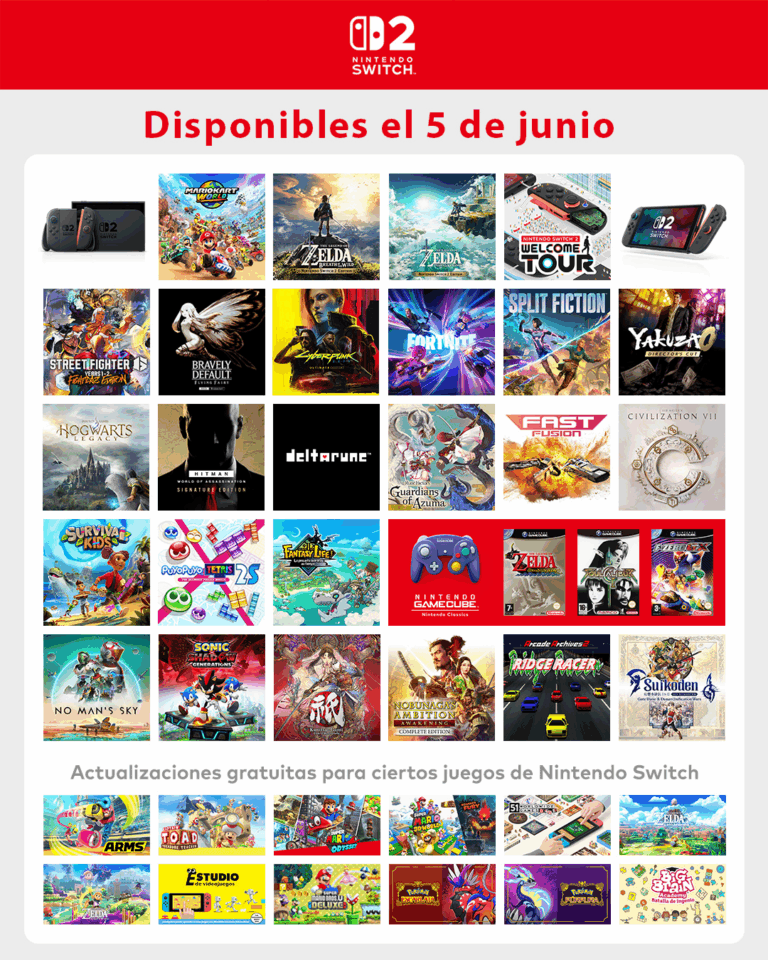 Nintendo repasa todos los juegos disponibles de lanzamiento en Switch 2 con esta imagen